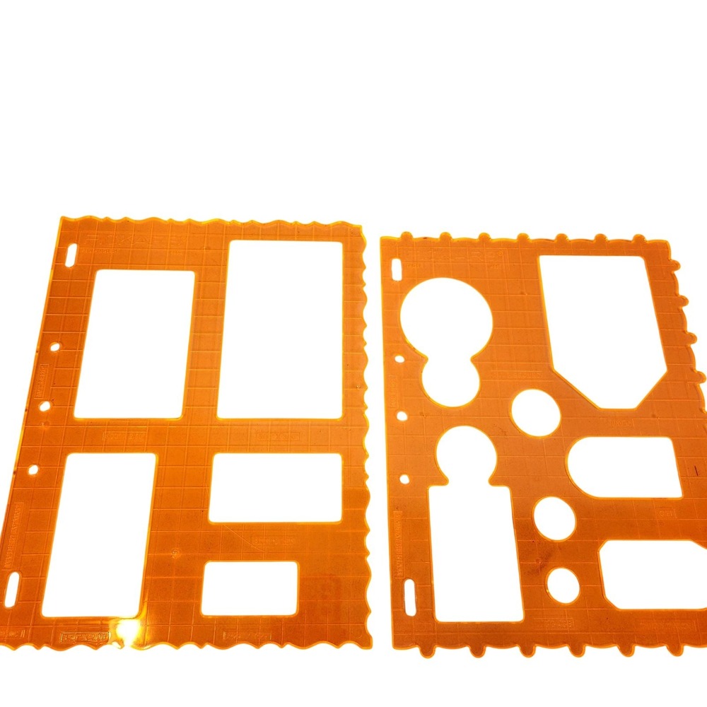 Fiskars Shape Templates Set Squares-1 4652 Circles Tags Rectangles Orange